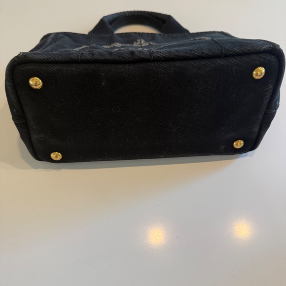 Authentic PRADA Canapa PM Black Canvas - Picture 3 of 6